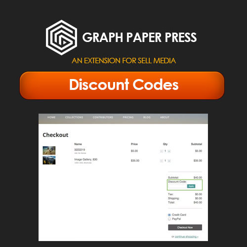 Graph Paper Press Sell Media Discount Codes Plugin